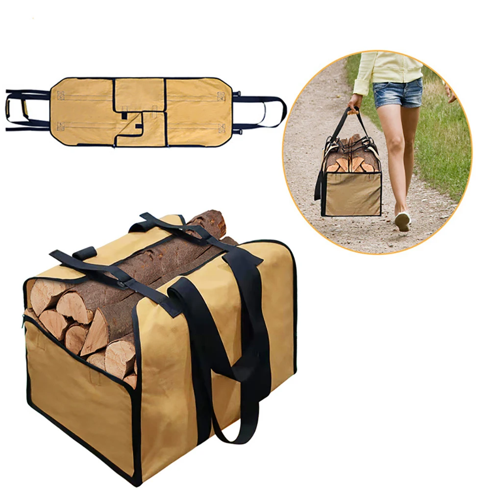 

Storage Carrying Stand Log Bag Storage Sturdy Bag Durable Firewood Canvas Bag Holder Carrier Wood Outdoor Carrier Up For Tote