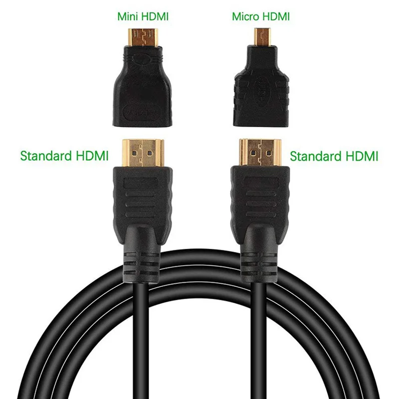 

3IN1 1.5m HDMI-Compatible Video Gold Plated V1.4 1080P 3D Cables +MICRO HDMI MICROHDMI TO HDMI+MINI HDMI MINIHDMI Female Cable F