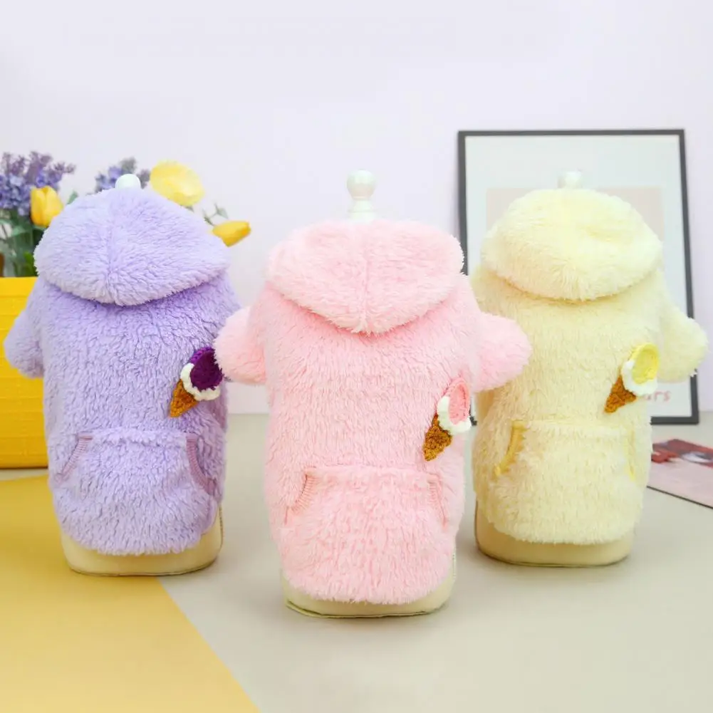 

Pet Jacket Hooded Thermal Cartoon Ice Cream Decor Pet Dog Jacket Clothes for Daily Wear