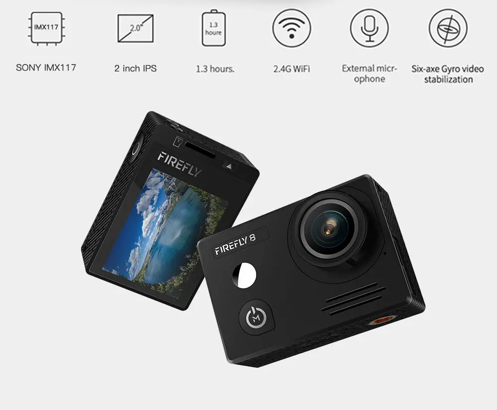 

Hawkeye Firefly 8 2160P 170/90 Degree Wide Angle Blue&tooth WiFi HDR FPV Action Camera Built-in Microphone