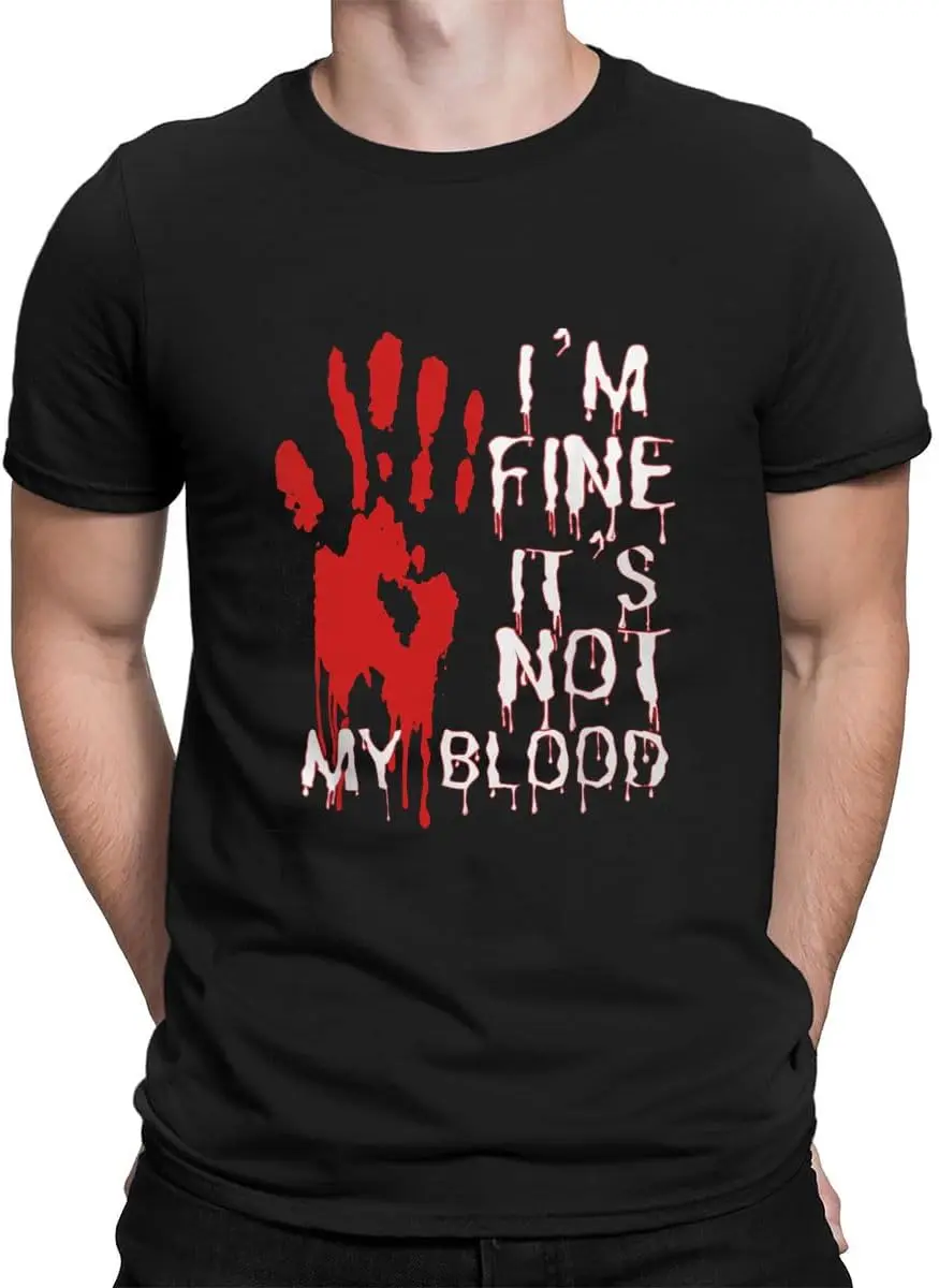 Футболки I'M Fine Bloody Футболка ужасов на Хэллоуин Рубашка с брызгами крови