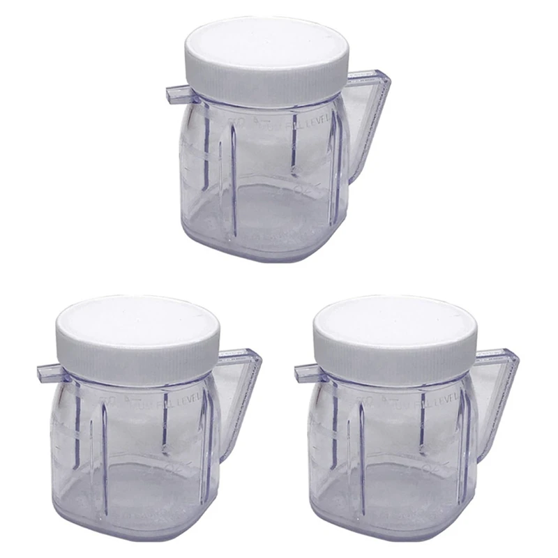 For Oster Blender Replacement Parts, 4937 Mini Osterizer Blender Jar Accessory, Cup Mini Plastic Jars With Lids (3 Pack)