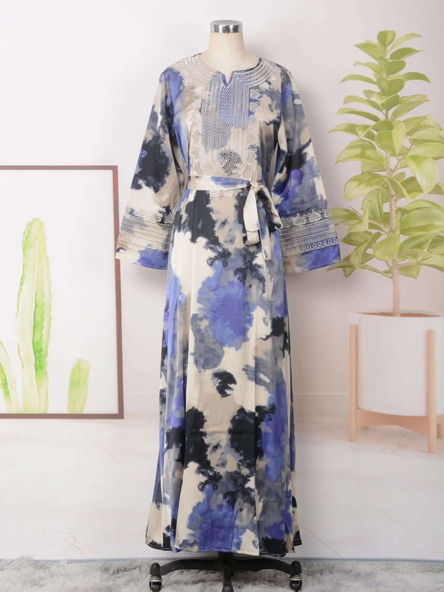 Женские Абайи с вышивкой и принтом длинное платье в стиле Дубая Турция ислам