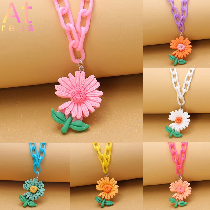 Женское ожерелье с подвеской в виде цветка маргаритки |