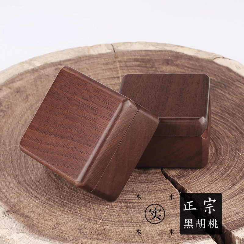 Walnut Wood Box Ring Earring  Necklace Pendant Wedding Jewelry Storage Box Souvenir Banquet Holiday Gift Wholesale Custom