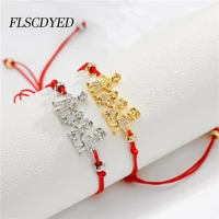 flscdyed handmade zircon family red string bracelet for protection lucky for protection lucky amulet and friendship braid rope
