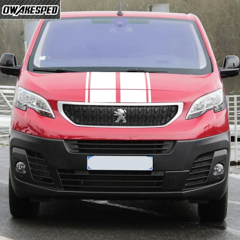 Фото Капот, спортивные полосы, гоночный стиль для Peugeot Expert, авто, виниловые наклейки для кузова, капот автомобиля, крышка двигателя, декоративные наклейки, аксессуары №3