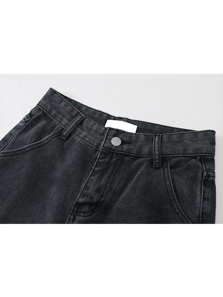 Женские джинсы с высокой талией серые прямые брюки в стиле ретро джинсовые