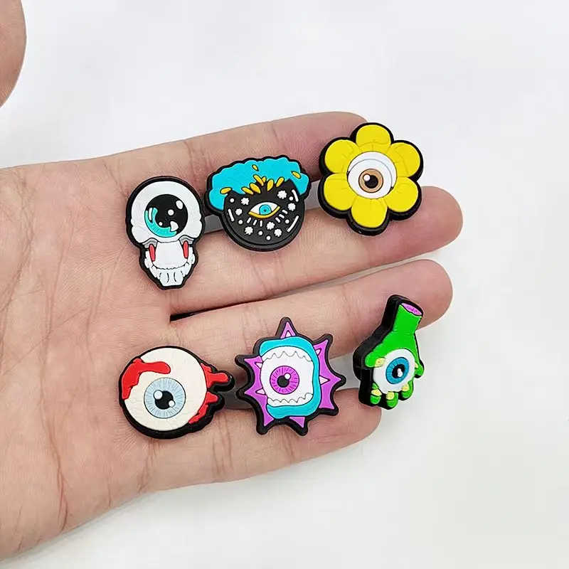 12pcs/set eyeball series shoe charms DIY Detachable sandals decorate Accessories Croc jibz charms，Sandals Slippers