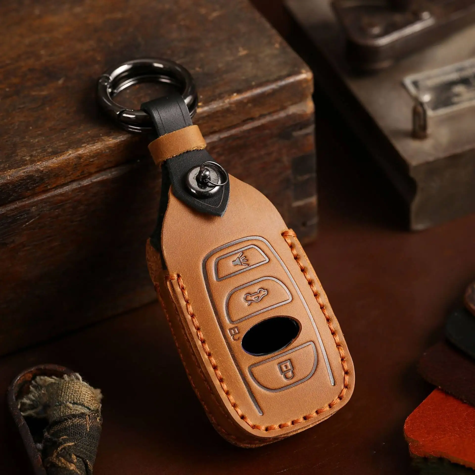 

Leather Car Key Case Cover for Subaru Forester Outback Legacy Shell