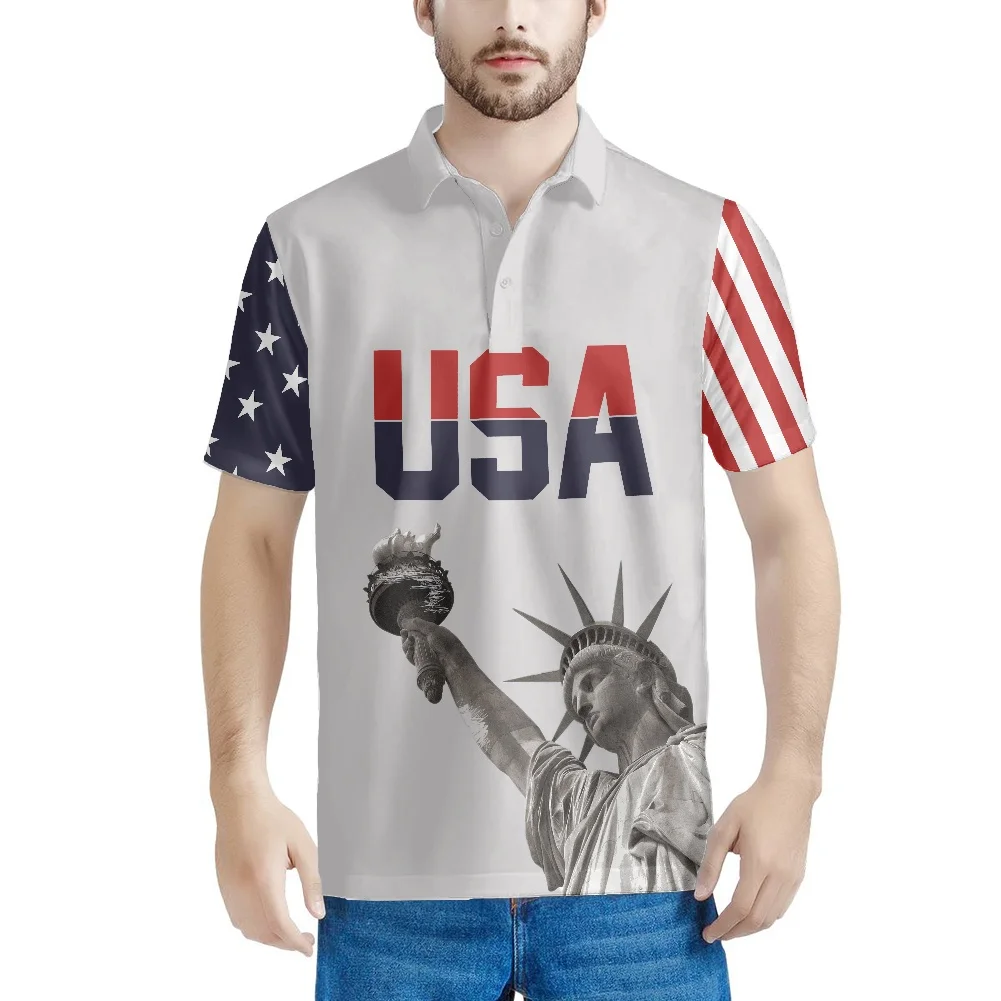 American Flag Statue Of Liberty Pattern Quickly Polo Shirt T-shirt High Quality Discount Price Camisetas Apparel Drop Shipping |
