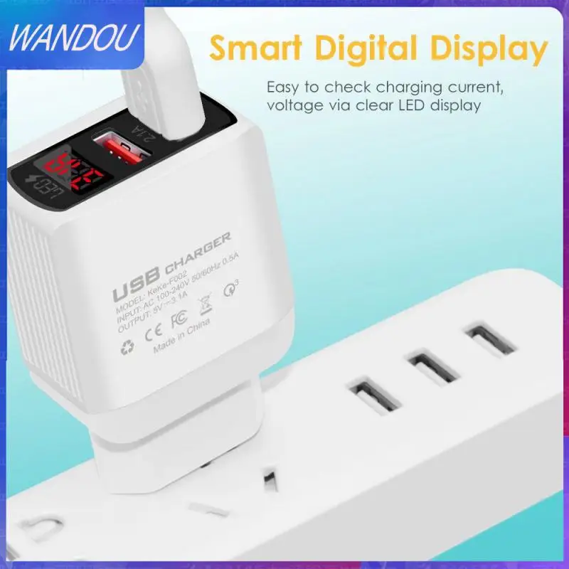 

Led Display Smart Usb Charger Eu/us/uk Plug Ac100-240v 50-60hz Travel Adapter 2 Ports Mobile Phone Charger Qc3.0-dual Charger