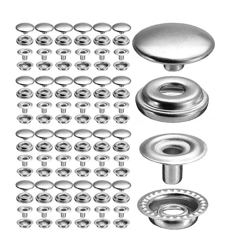 

100 Pcs 15mm Stainless Steel Canvas Snap Kit, Marine Grade Snap Buttons Fastener Kit for Boat Cover,Sewing Leather Products,Tent