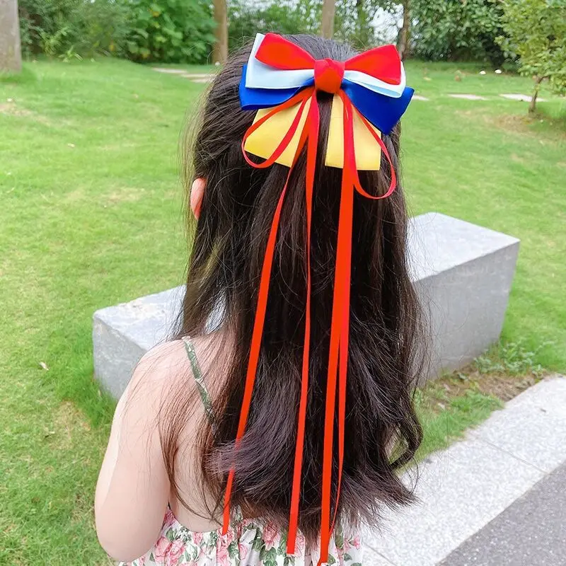 

Girl Big Tassels Bow Hairpins Sweet Girls Barrettes Long Hair Side Clips Hair Accessories Hair Ties Ponytail Holders Head bands