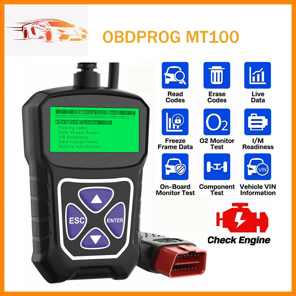 Новинка OBDPROG MT100 OBD2 автомобильный сканер Профессиональный считыватель кодов автомобильный диагностический инструмент EOBD анализатор двигателя PK ELM327 Новинка OBDPROG MT100 OBD2 автомобильный сканер Профессиональный считыватель кодов автомобильный диагностический инструмент EOBD анализатор двигателя PK ELM327