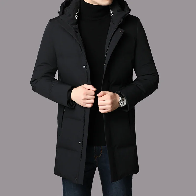 Дизайнерская одежда мужская Роскошная длинная пуховая куртка с капюшоном