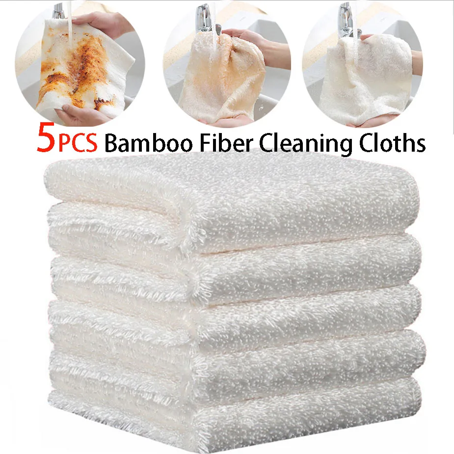 

2/4/5Pcs Microfiber Kitchen Towel Set Bamboo Fier Towels for Kitchen Napkin Soft Dish Cloth Absorbent Cleaning Cloth Rags