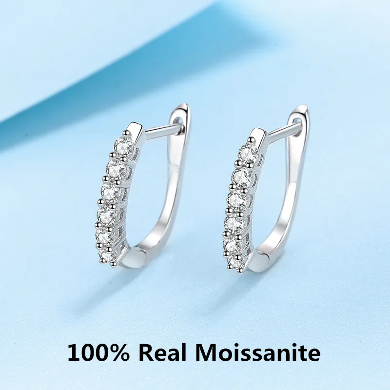 

100% Moissanite Hoop Earrings Small Little Tiny Huggie Hoop Earrings Dainty Fine Jewelry for Women Girls D Color VVS Clarity