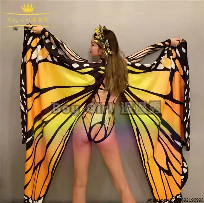 Фото Костюм для выступлений Butterfly Catwalk: Красивые крылья бабочки в стиле Мори для сцены, открытия, бара, DSGOGO, атмосферный сценический наряд №2