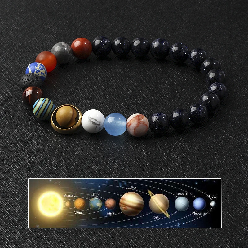 

Eight Planets Bead Bracelet Men EmbraceNature Natural Stone Universe Yoga Solar Chakra Bracelets for Women Jewelry Chritmas Gift