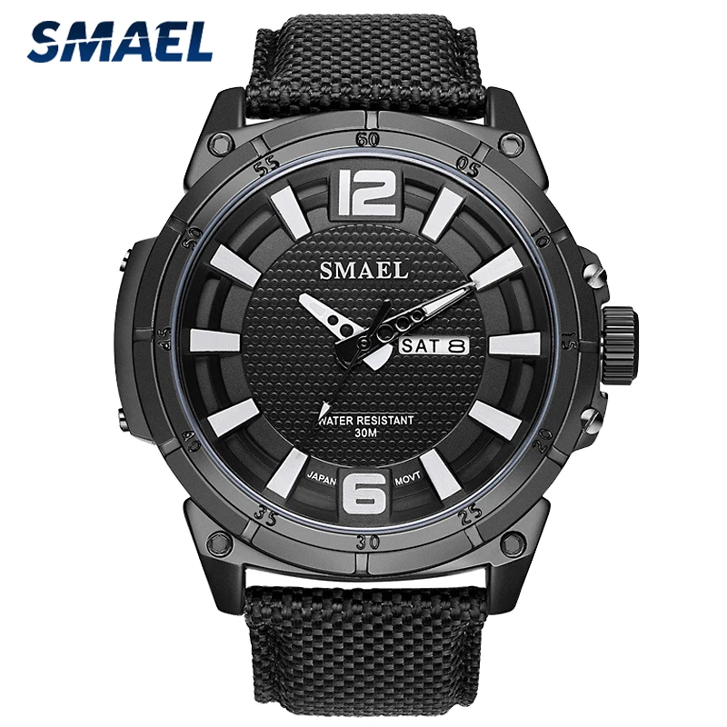 

SMAEL Brand Military Watches Mens Fashion Casual Canvas Leather Sport Quartz Wristwatches Male Clock Relogio Masculino Jewelry