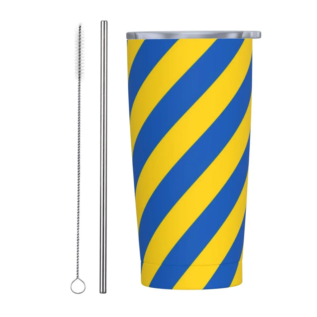 Стакан из нержавеющей стали с диагональными полосками и национальным флагом