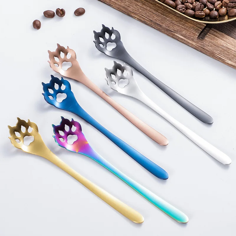 

1 Pcs Cute High quality Gold Cat claw Mini Creative Coffee Stainless Steel Spoon Gift Cake Stirring Sugar Soup Dessert Teaspoon