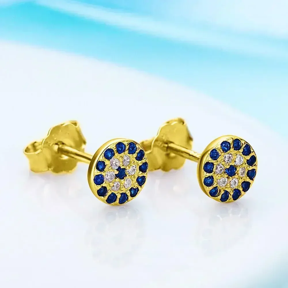 Фото Серьги-гвоздики KALETINE Evil Eye из стерлингового серебра 925 пробы с фианитами, в форме турецкого глаза, маленькие, для женщин, модные ювелирные украшения, подарок для девушки №2
