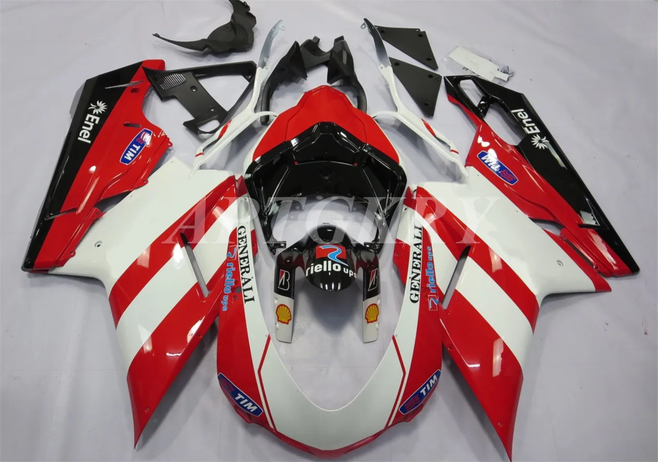 

New ABS Plastic Shell Motorcycle Fairing kit Fit For Ducati 848 evo 1098 1198 2007 2008 2009 2010 2011 2012 Red White