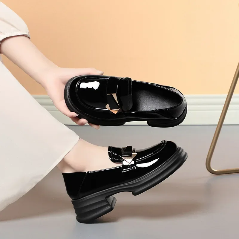 Неглубокие мягкие кожаные лоферы в британском стиле 5 см туфли-лодочки на