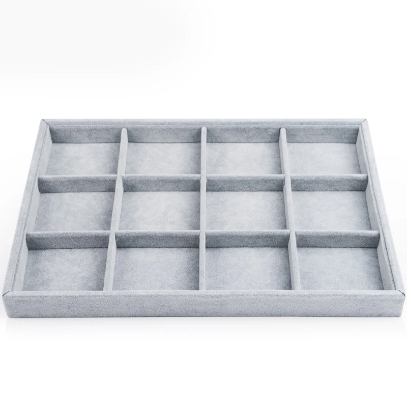 Oirlv Jewelry Display Tray Silver Grey Velvet Ring Bracelet Earring Organizer Tray Necklace Display Case Jewelry Holder