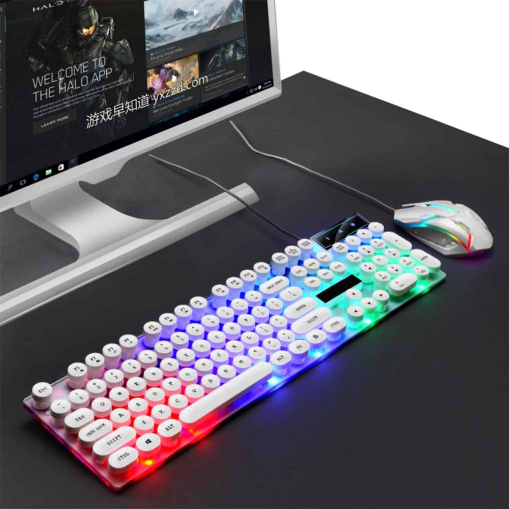 

LED Glowing Keyboard Mouse Set Computer Laptop Gaming Wired Rainbow Backlight Design Keyboard Mouse Kit