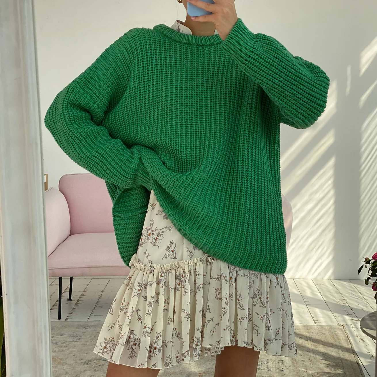 

Pink Elegant Cashmere Sweaters Autumn Winter Knitted Thicken Oversized Sweater Women Casual Loose Pullovers Female Solid Tops