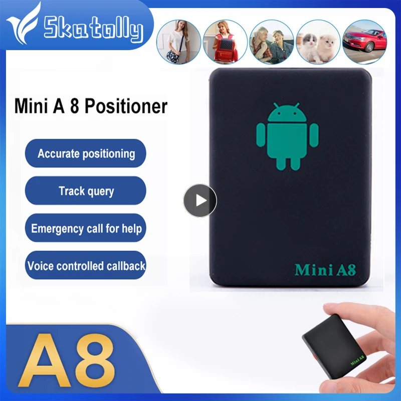 

2023 Mini A8 GSM/GPRS/GPS Tracker Locator Real Time Car Kids Pet Tracking Power Adapter With SOS Button USB Cable Global Locator