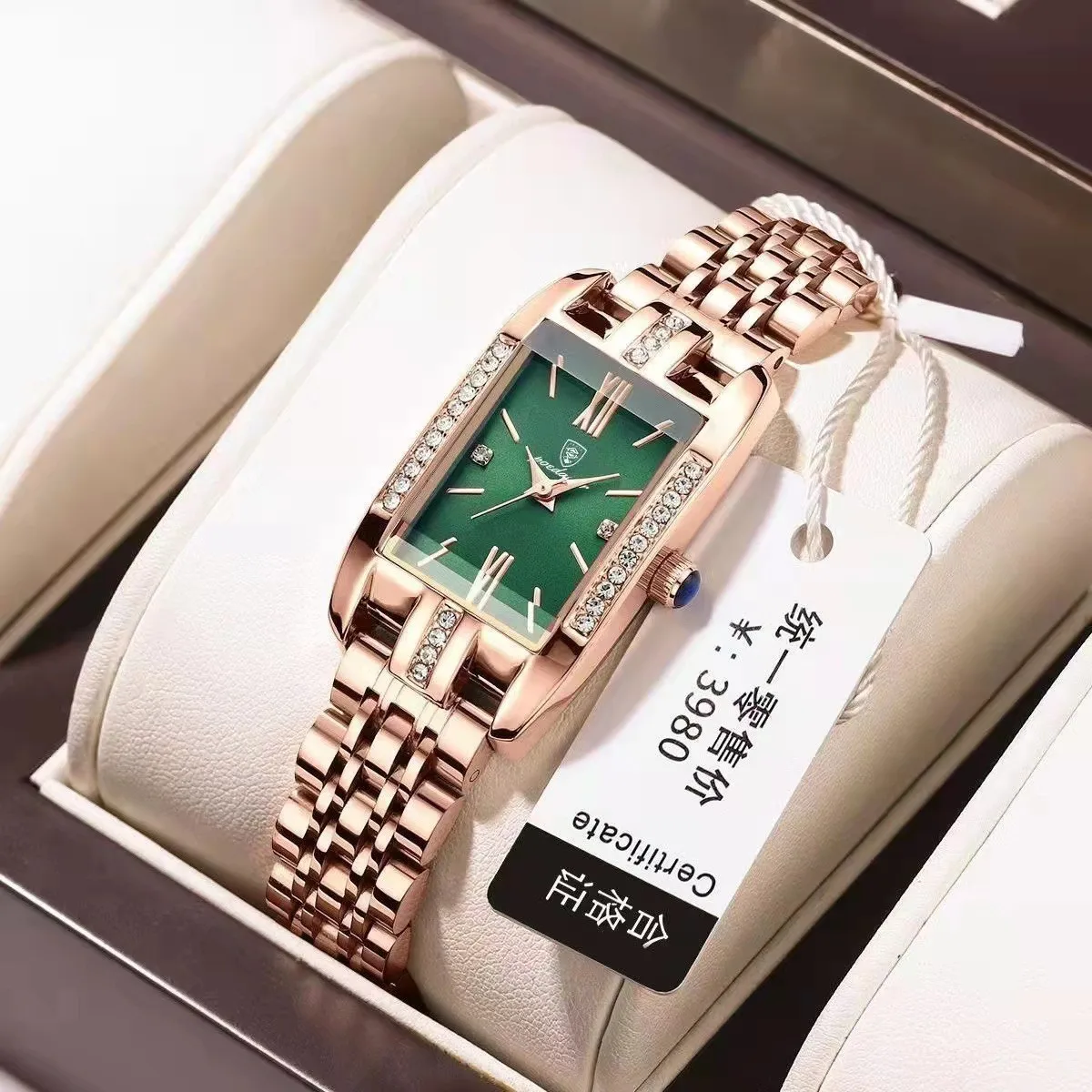Enlarge Women’s Watches High Quality Diamond Watch for Women Luxury Fashion Rectangle Waterproof Stainless Steel Quartz Wristwatch reloj
