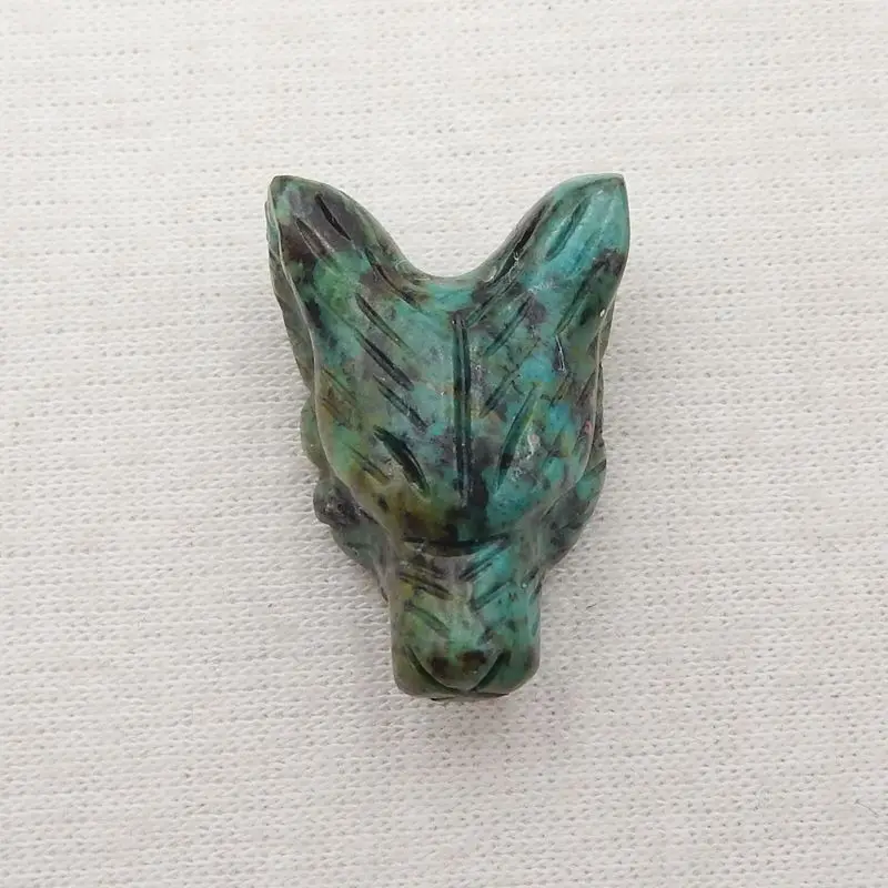 

Полудрагоценный натуральный камень ручной работы, голова волка, Африканский Бирюзовый кулон, бусина 24x17x0 мм, фотоэлемент, модные ювелирные ...