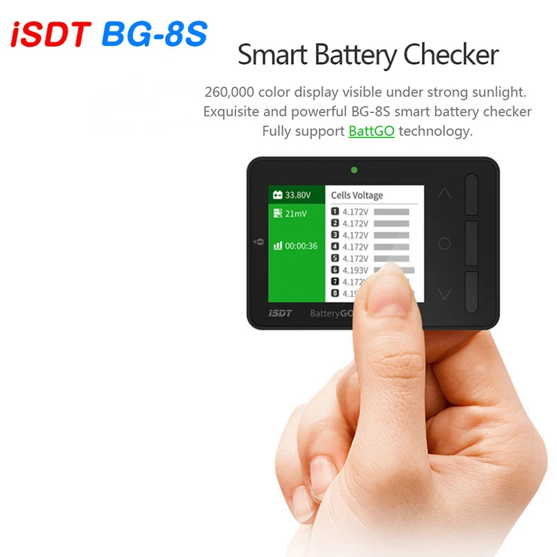 

ISDT BG-8S Dual Support BattGO Smart Battery Checker With Color Display Checker Balancer Receiver Signal Tester Quick Charger