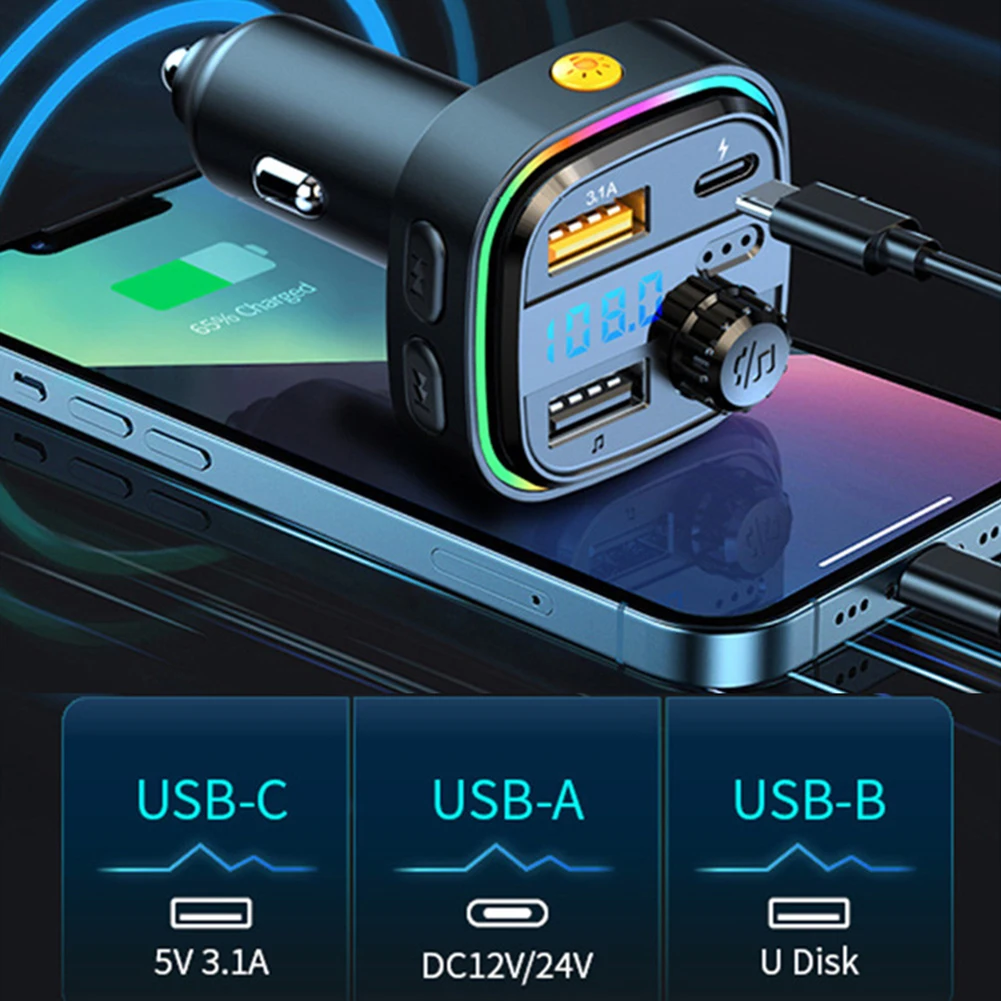 

Автомобильный FM-трансмиттер с двумя USB-портами и поддержкой Bluetooth 87,5, 108,0-5,0 МГц