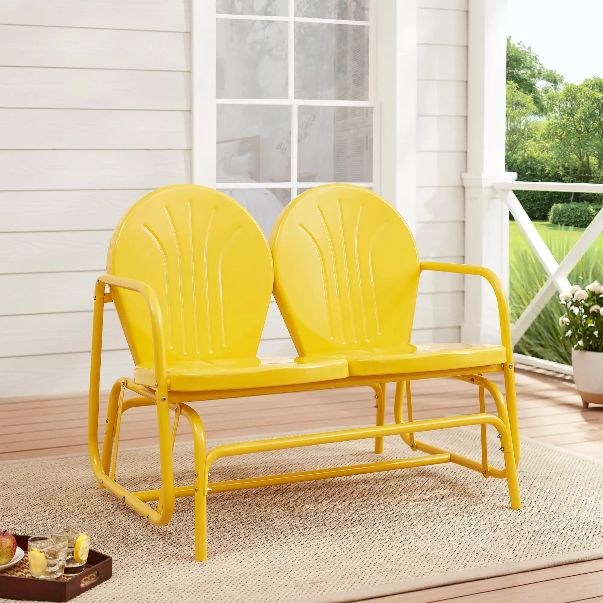 

Mainstays Retro Yellow Outdoor Steel Glider