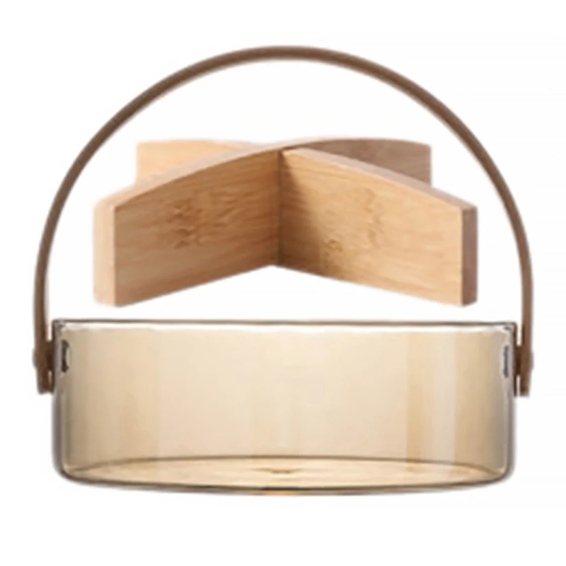 

Прозрачный стеклянный поднос с ручкой, Круглый Органайзер для хранения конфет, кондитерских изделий, фруктов, кухонные принадлежности для ...