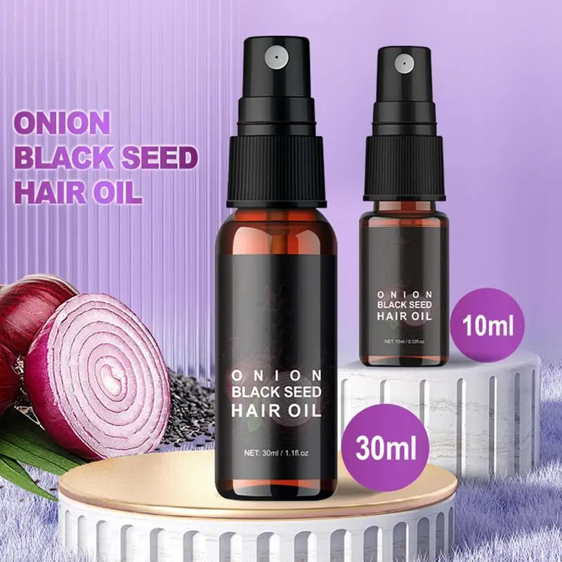 

Sdotter 10/30ml Onion Black Seed Hair Oil Anti Hair Loss Oil Hair Growth Essence Organic Onion Juice Fast Growing Hair Spray Men