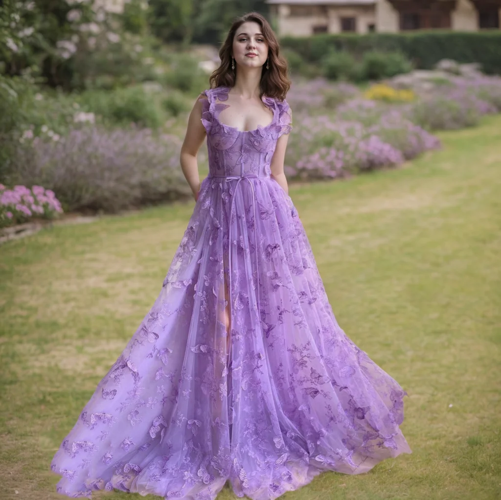 Вечерние платья с вышивкой бабочки на бретельках по индивидуальному заказу