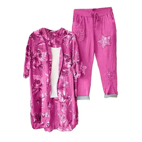 2 шт./комплект, женские брюки с цветочным принтом