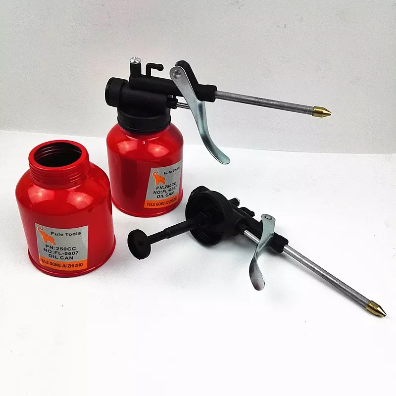 

High Quality 250ml Oil Can Spout Thumb Workshop Oiler Oil Can Red High Pressure Oiler Grease Gun