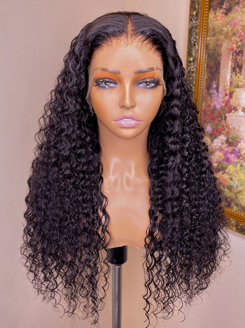 

Soft 26inch Long 180%Density Kinky Curly Glueless HD Natural Black Lace Frontal Wig For Women Babyhair Pre Plucked Daily Cosplay