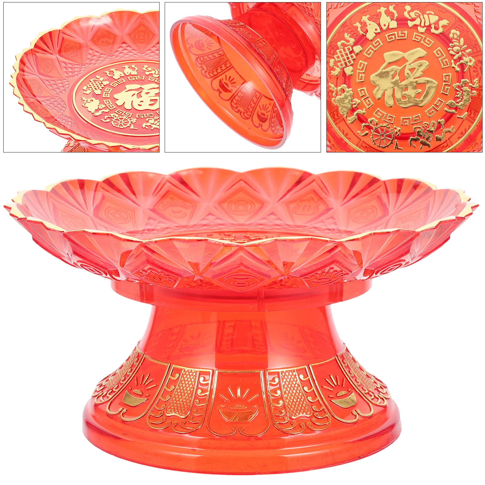 

2 Pcs Dessert Trays Altar Supplies Temple Fruit Plate Cake Stand Rituals Plastic