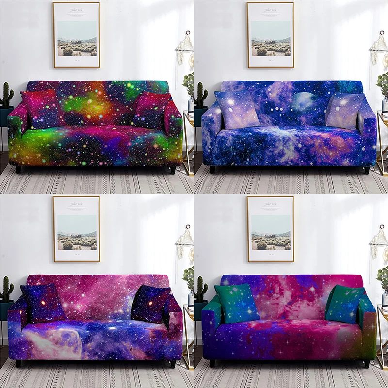 

Colorful Starry Galaxy Print Sofa Cover Antifouling Elastic Seat Covers Home Decor Sofa Covers for Living Room Couch Covers