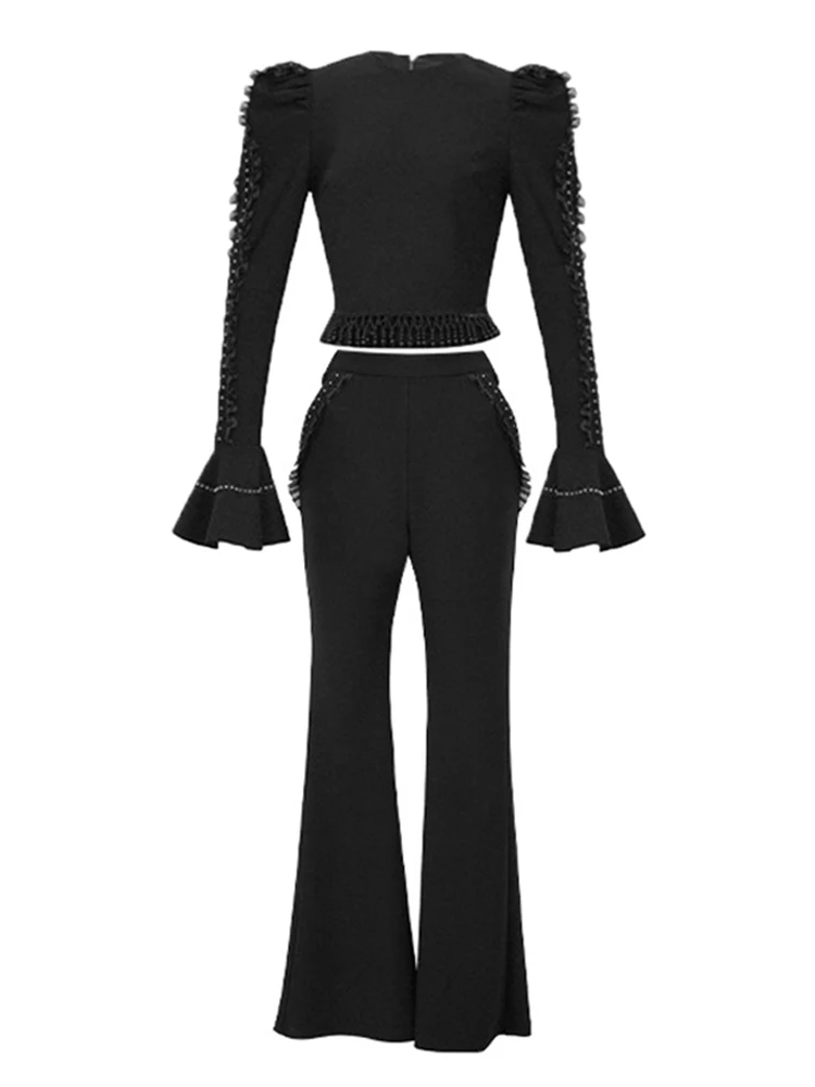 Модный элегантный комплект из двух предметов для женщин милый черный короткий