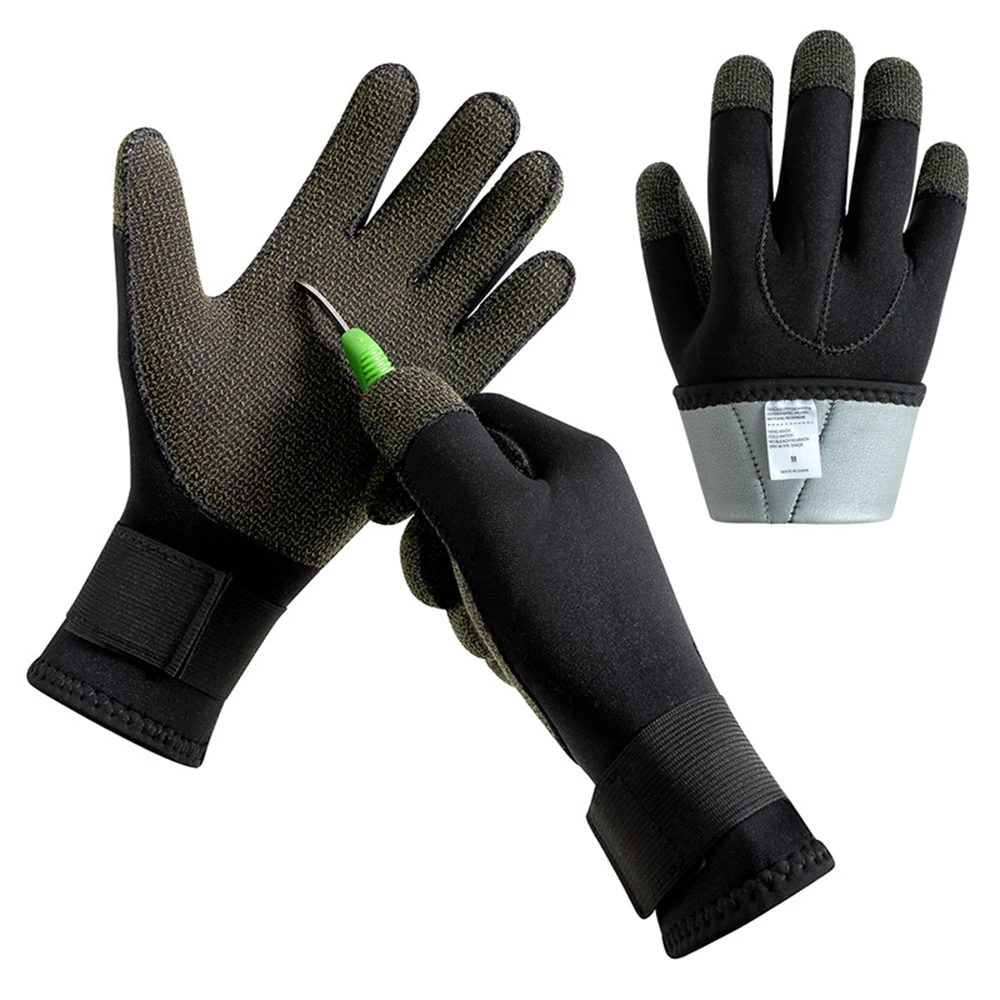 

2022 3MM Kevlar Diving Gloves For Underwater Hunting Neoprene Non-Slip Wear Resistant Adjustable Black Stab Resistant Gloves