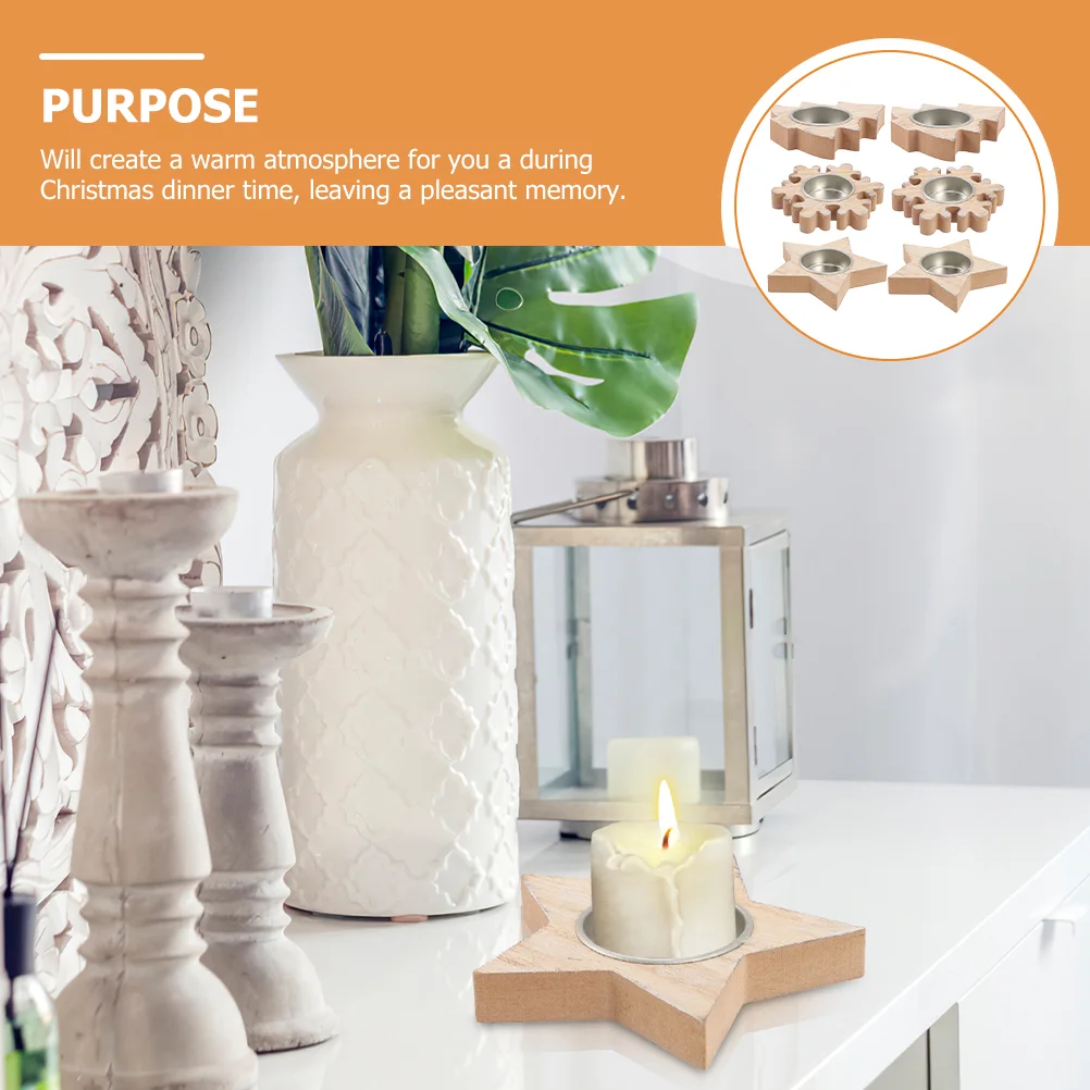 Рождественский подсвечник для чая украшение деревянные подставки чайных свечей